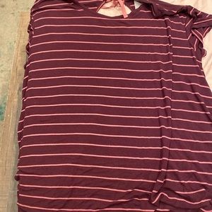 Terra and sky shirt, darkish purple/red with pink stripes, 3xl